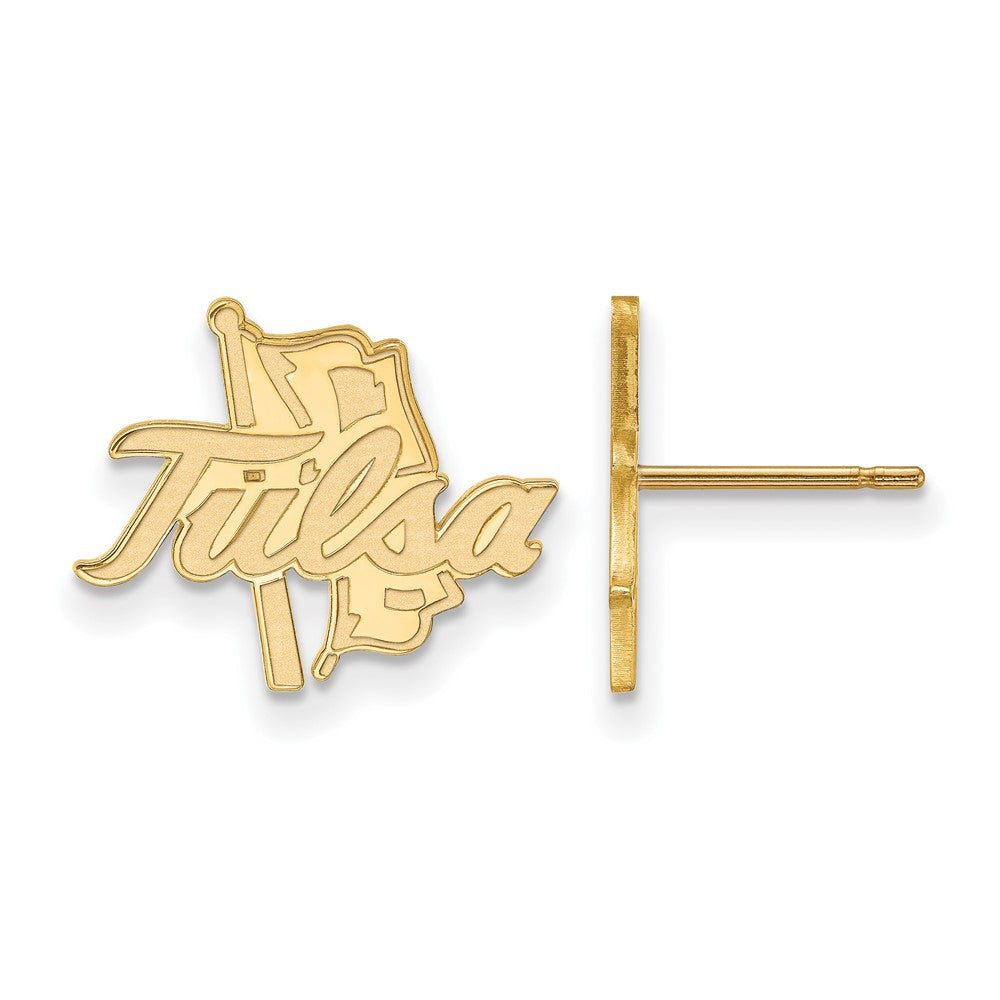 Sterling Silver Gold-plated LogoArt University of Tulsa Small Post Earrings