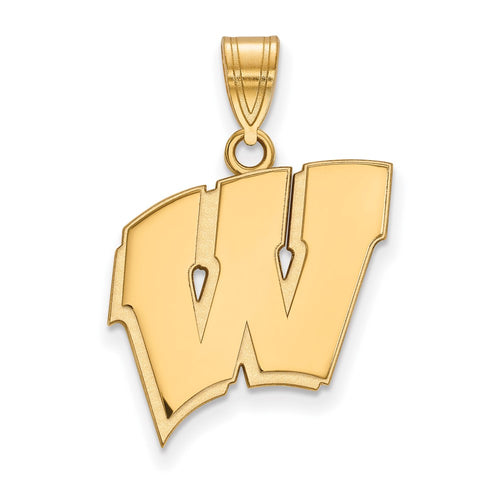 10k Gold LogoArt University of Wisconsin Letter W Large Pendant