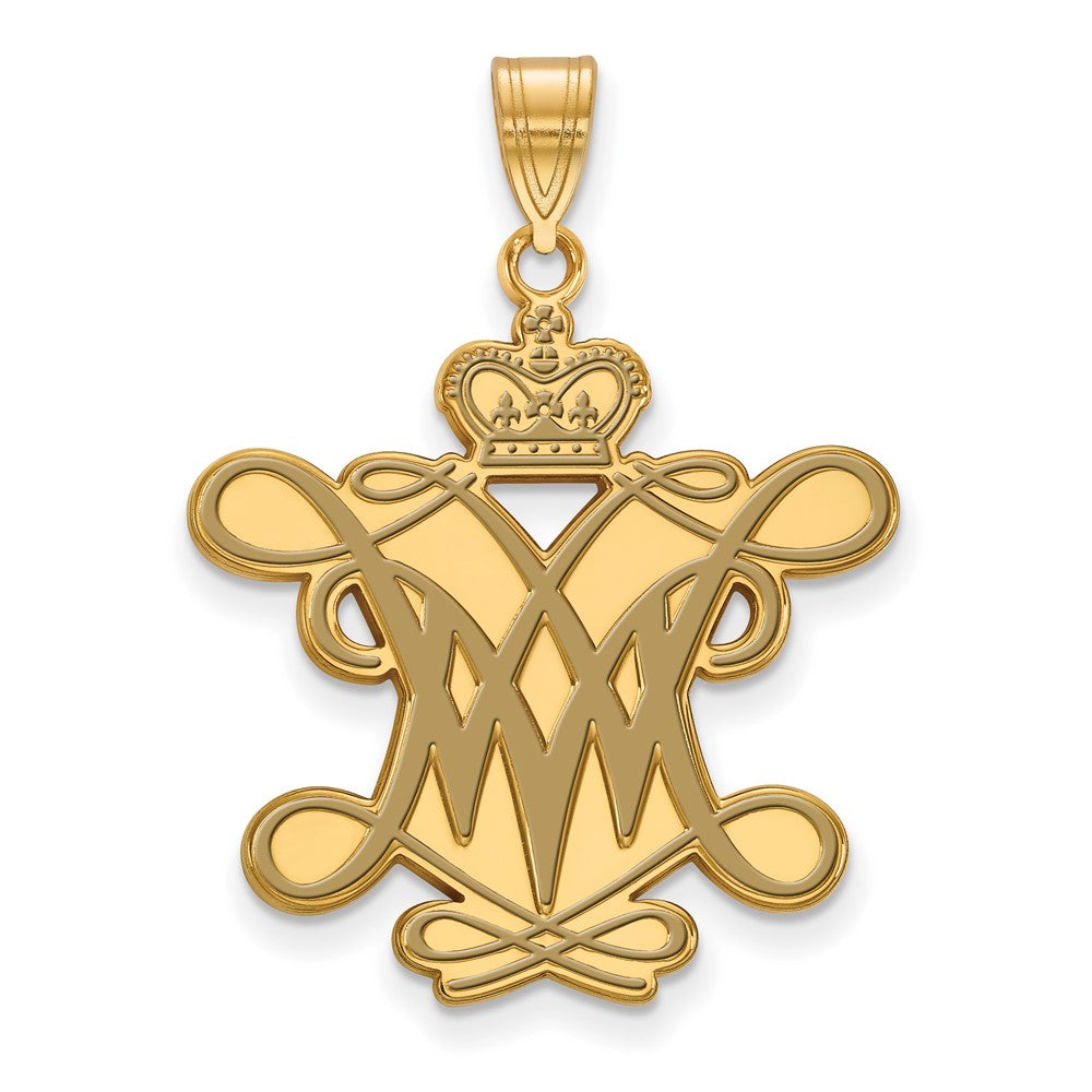 Sterling Silver Gold-plated LogoArt College of William and Mary Extra Large Enameled Pendant