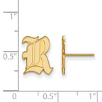 Sterling Silver Gold-plated LogoArt Rice University Letter R Small Post Earrings