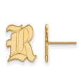 Sterling Silver Gold-plated LogoArt Rice University Letter R Small Post Earrings
