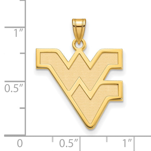 10k Gold LogoArt West Virginia University W-V Large Pendant