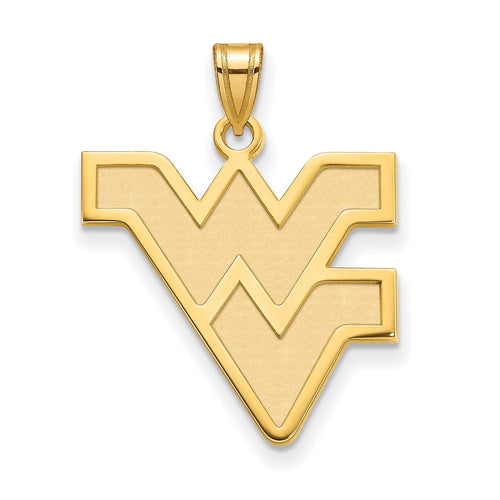 10k Gold LogoArt West Virginia University W-V Large Pendant
