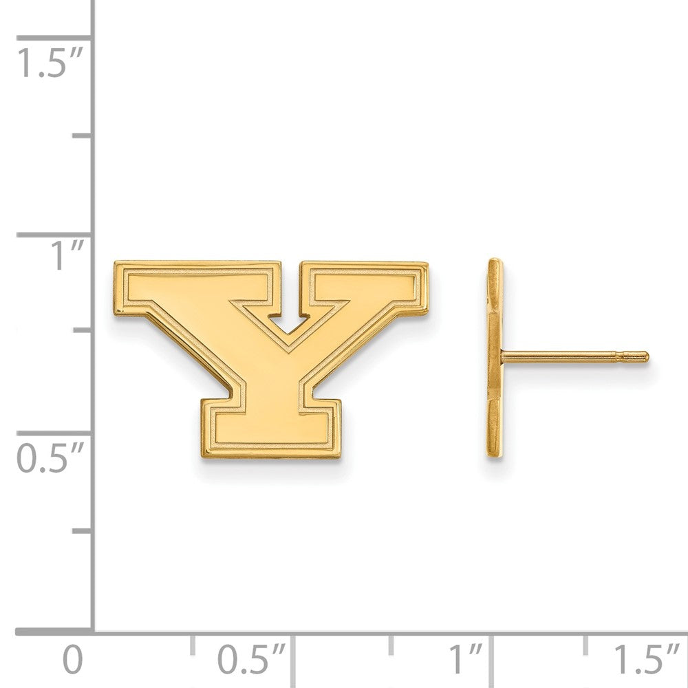 Sterling Silver Gold-plated LogoArt Youngstown State University Letter Y Small Post Earrings