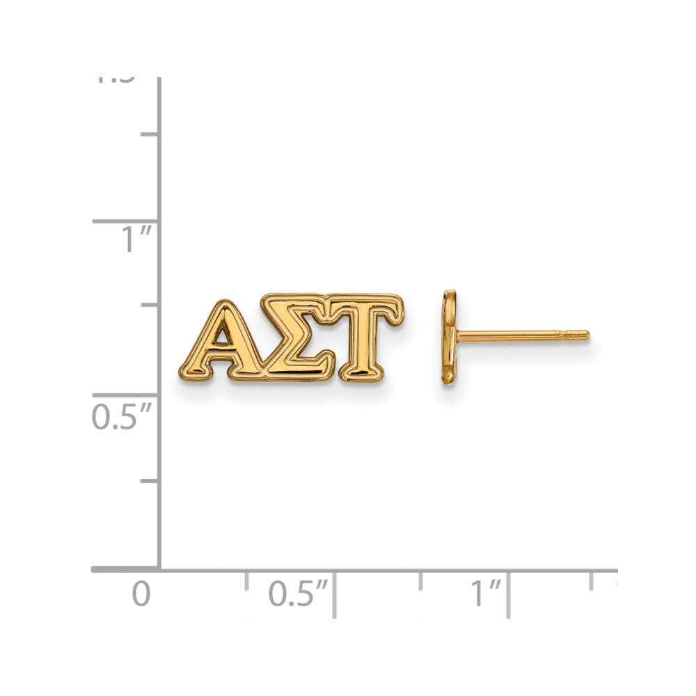 Sterling Silver Gold-plated LogoArt Alpha Sigma Tau Sorority Greek Letters Extra Small Post Earrings