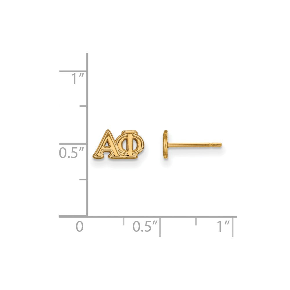 Sterling Silver Gold-plated LogoArt Alpha Phi Sorority Greek Letters Extra Small Post Earrings