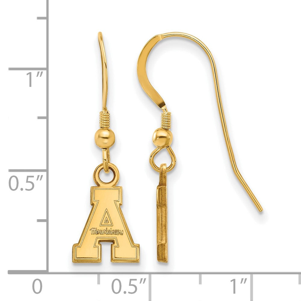 Sterling Silver Gold-plated LogoArt Appalachian State University Extra Small Dangle Wire Earrings