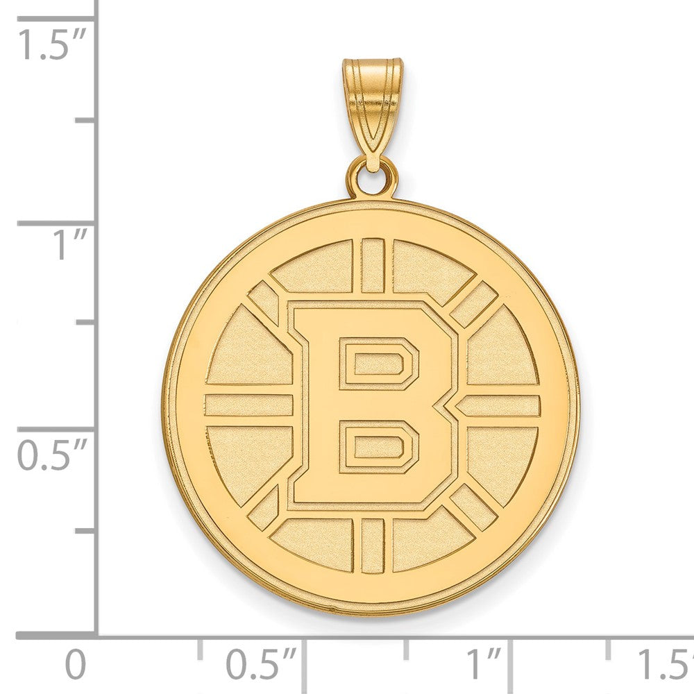 Sterling Silver Gold-plated NHL LogoArt Boston Bruins Extra Large Pendant