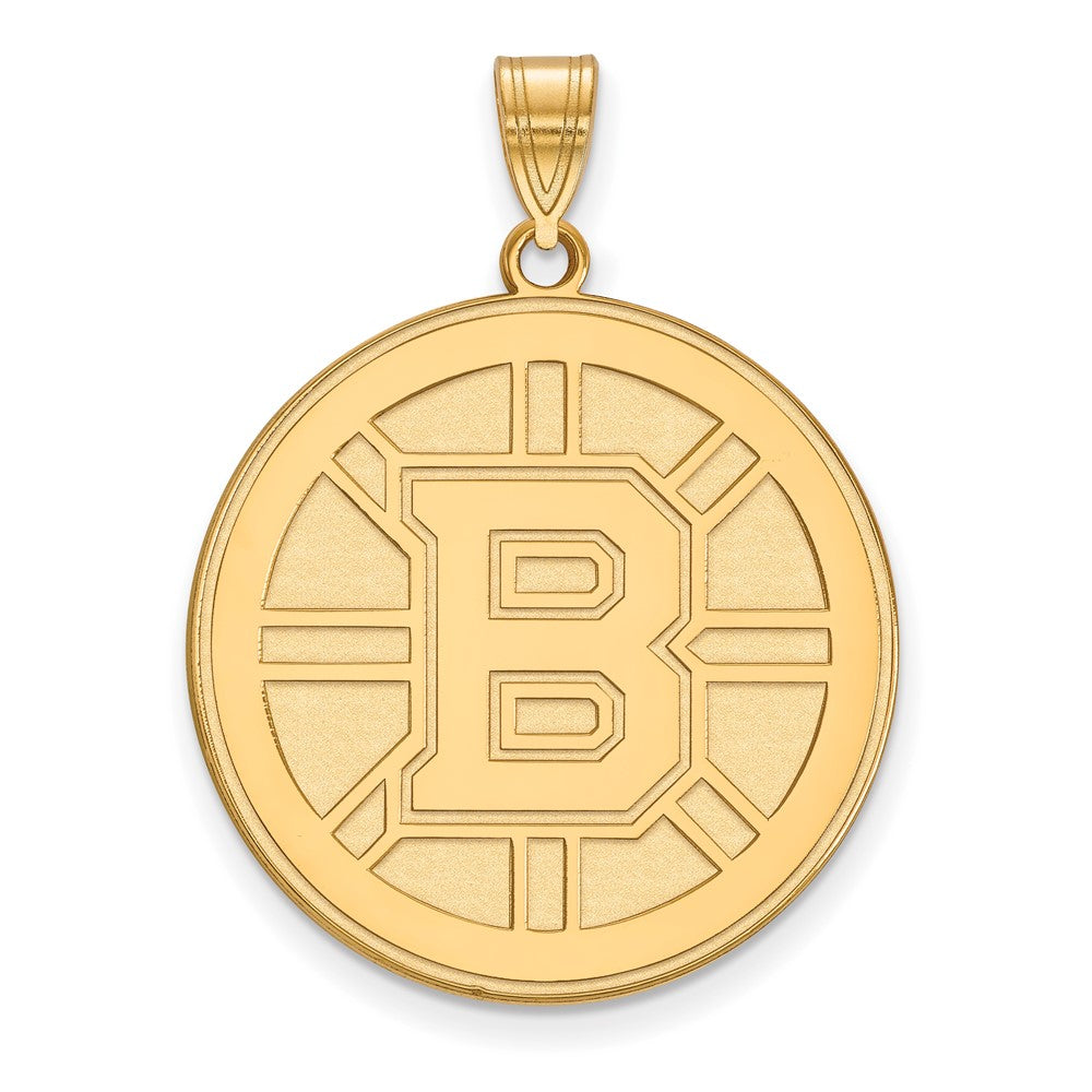 Sterling Silver Gold-plated NHL LogoArt Boston Bruins Extra Large Pendant