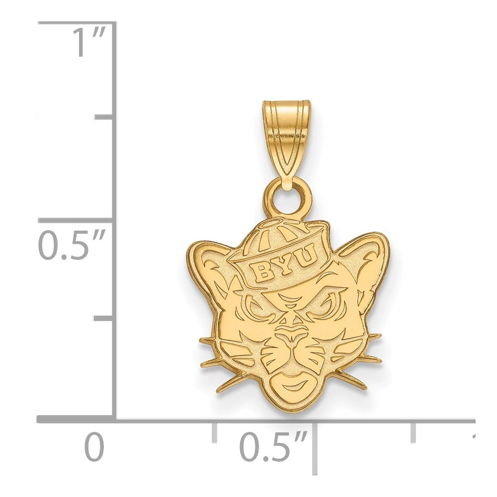 Sterling Silver Gold-plated LogoArt Brigham Young University Cougar Small Pendant