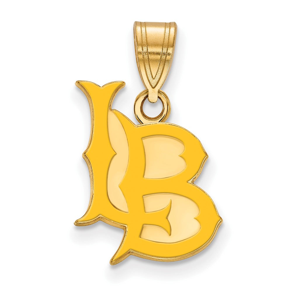 Sterling Silver Gold-plated LogoArt California State University Long Beach L-B Medium Enameled Pendant
