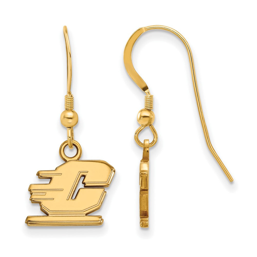 Sterling Silver Gold-plated LogoArt Central Michigan University Letter C Extra Small Dangle Wire Earrings