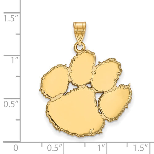 10k Gold LogoArt Clemson University Tiger Paw Extra Large Pendant