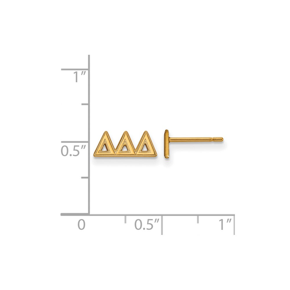 Sterling Silver Gold-plated LogoArt Delta Delta Delta Sorority Greek Letters Extra Small Post Earrings