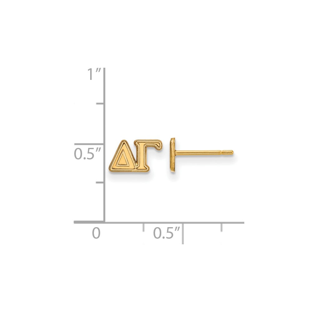 Sterling Silver Gold-plated LogoArt Delta Gamma Sorority Greek Letters Extra Small Post Earrings
