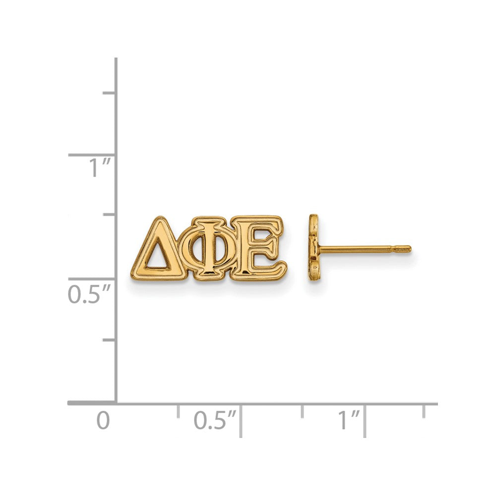 Sterling Silver Gold-plated LogoArt Delta Phi Epsilon Sorority Greek Letters Extra Small Post Earrings