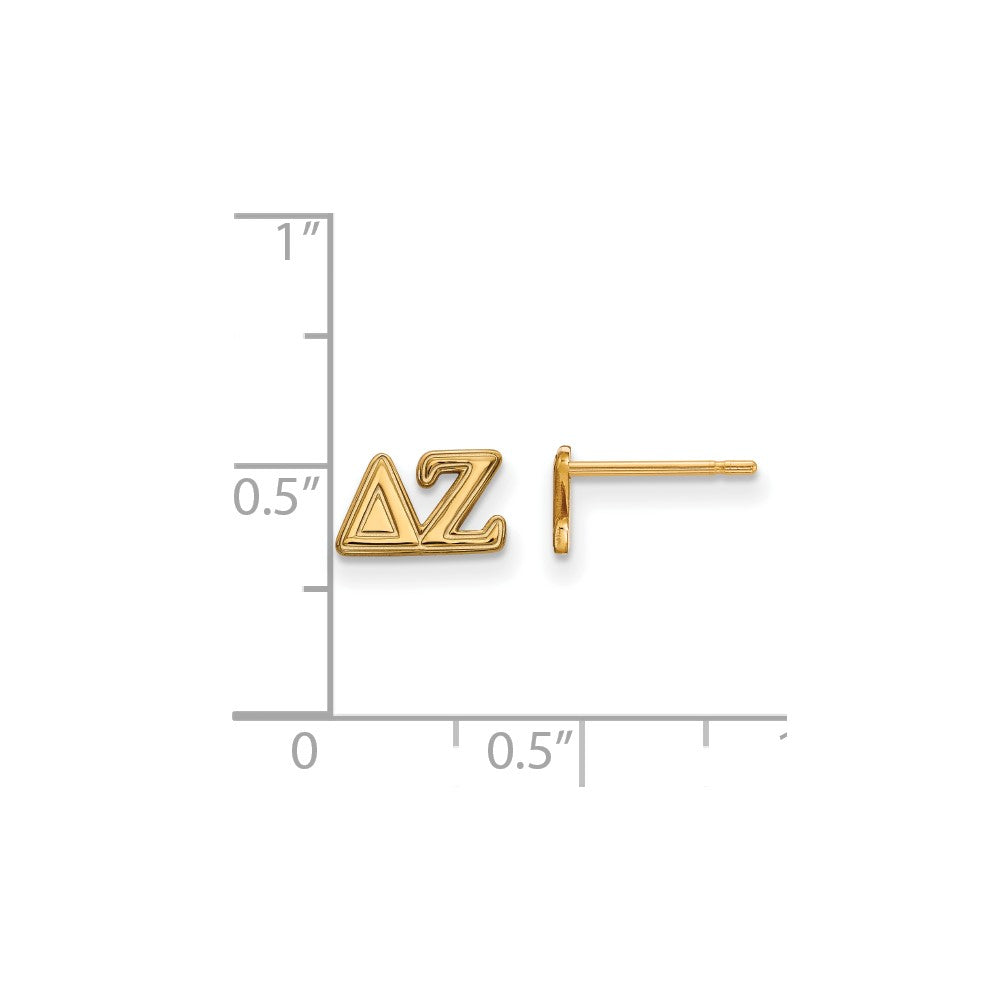Sterling Silver Gold-plated LogoArt Delta Zeta Sorority Greek Letters Extra Small Post Earrings