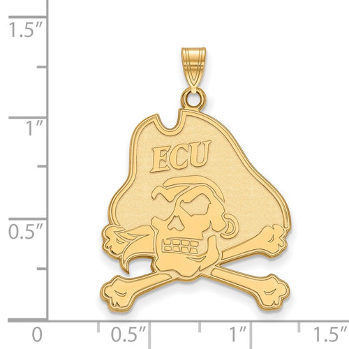 10k Gold LogoArt East Carolina University Pirate Extra Large Pendant