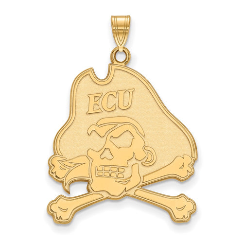10k Gold LogoArt East Carolina University Pirate Extra Large Pendant