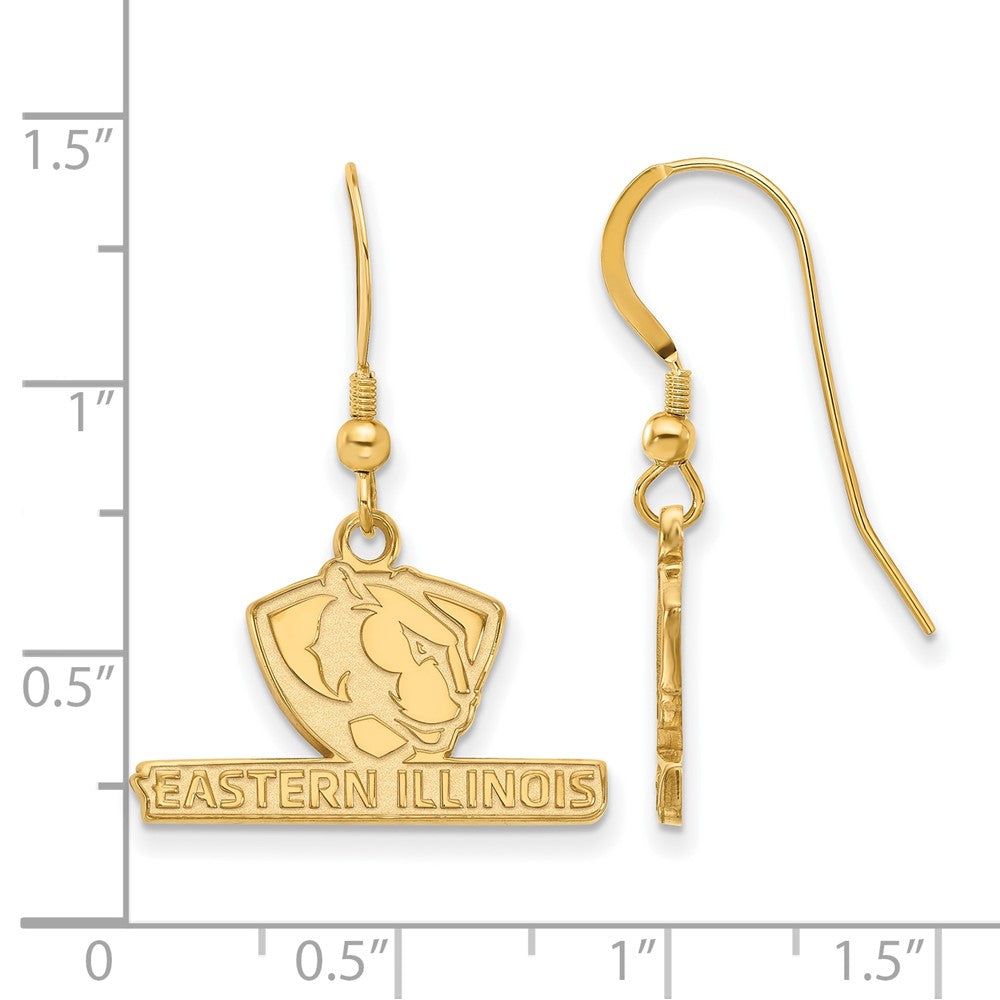 Sterling Silver Gold-plated LogoArt Eastern Illinois University Small Dangle Wire Earrings