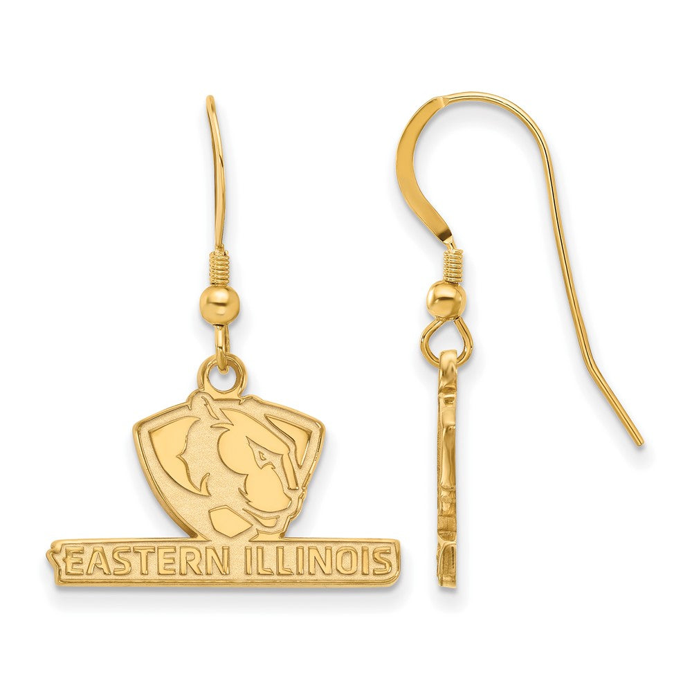 Sterling Silver Gold-plated LogoArt Eastern Illinois University Small Dangle Wire Earrings