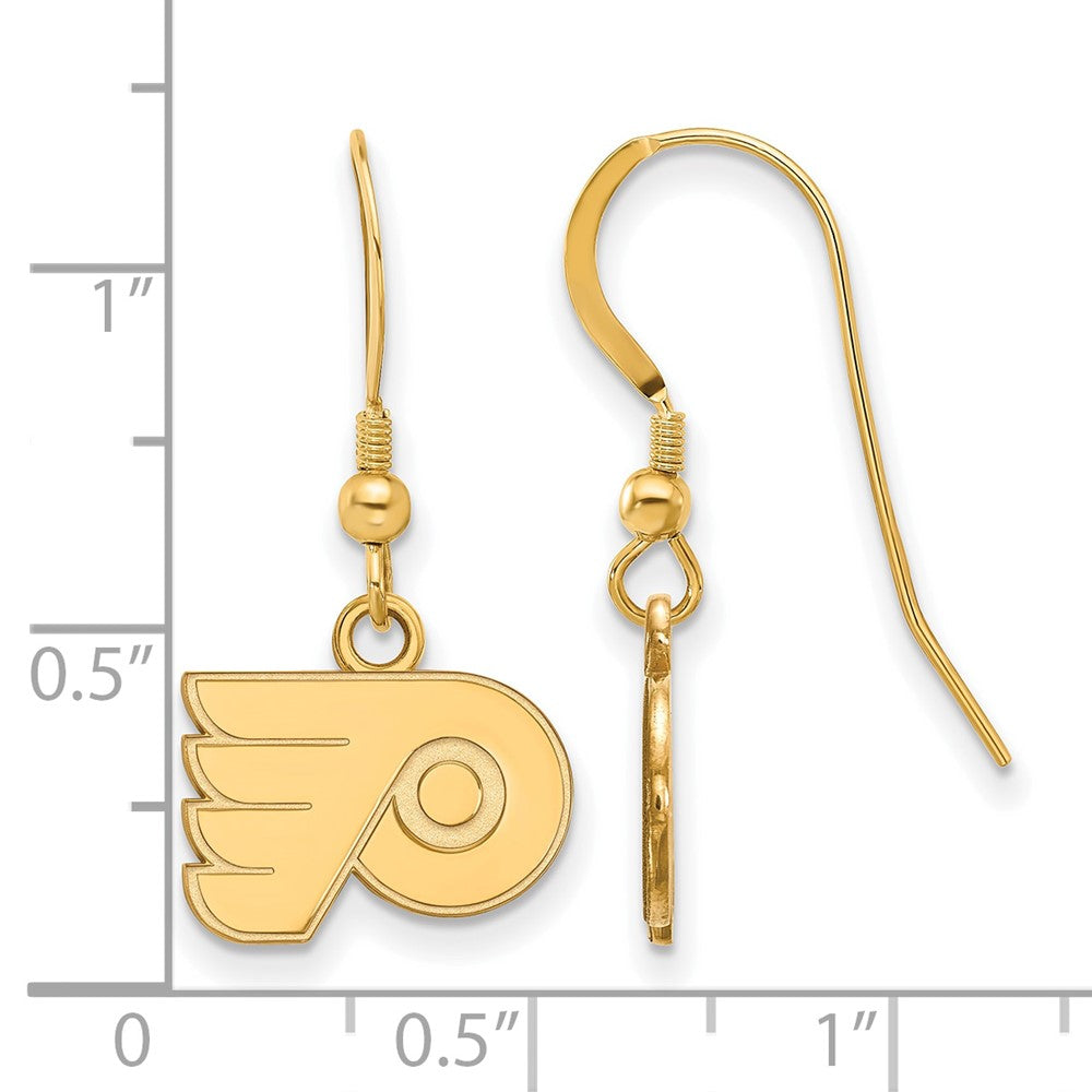 Sterling Silver Gold-plated NHL LogoArt Philadelphia Flyers Extra Small Dangle Earrings