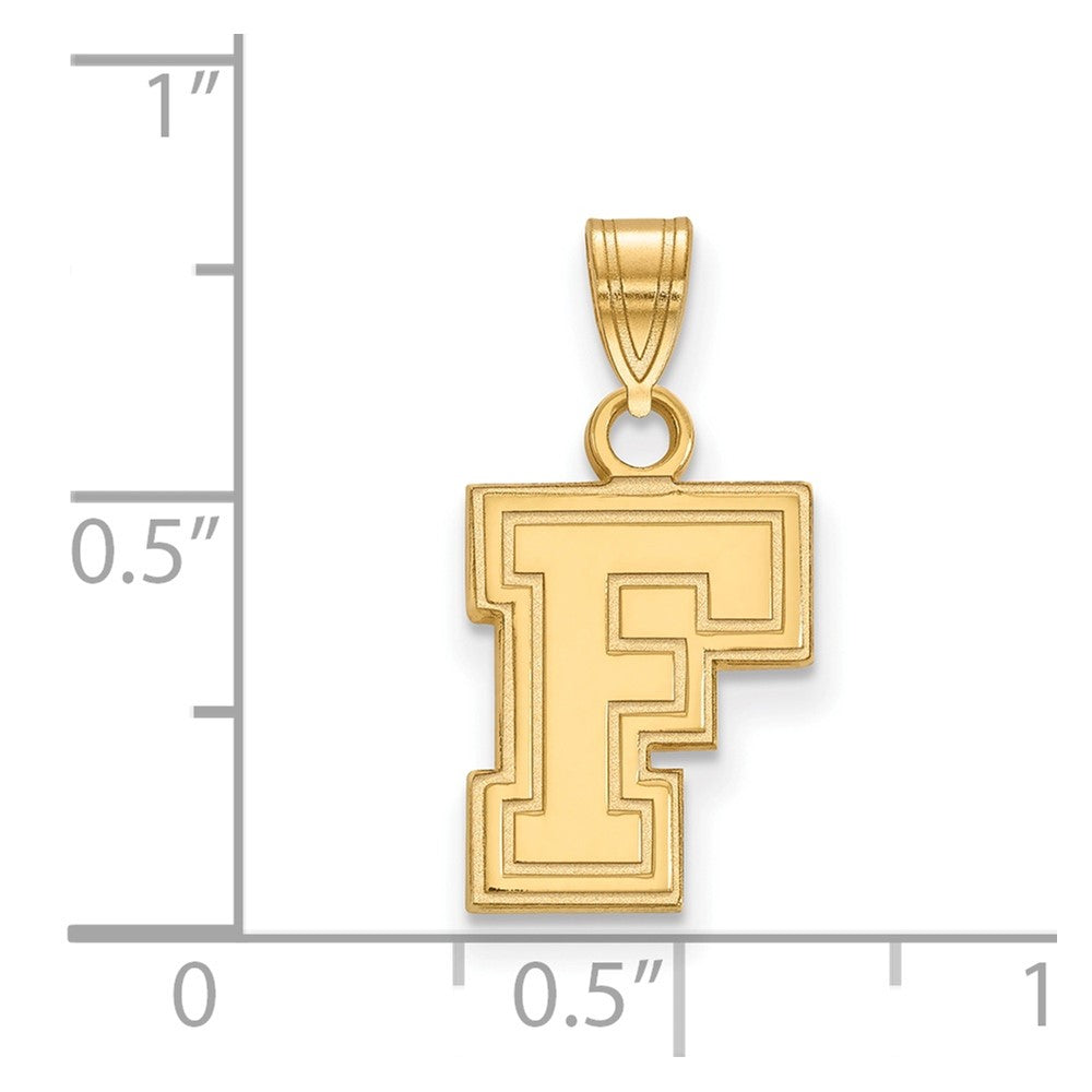 Sterling Silver Gold-plated LogoArt Fordham University Letter F Small Pendant