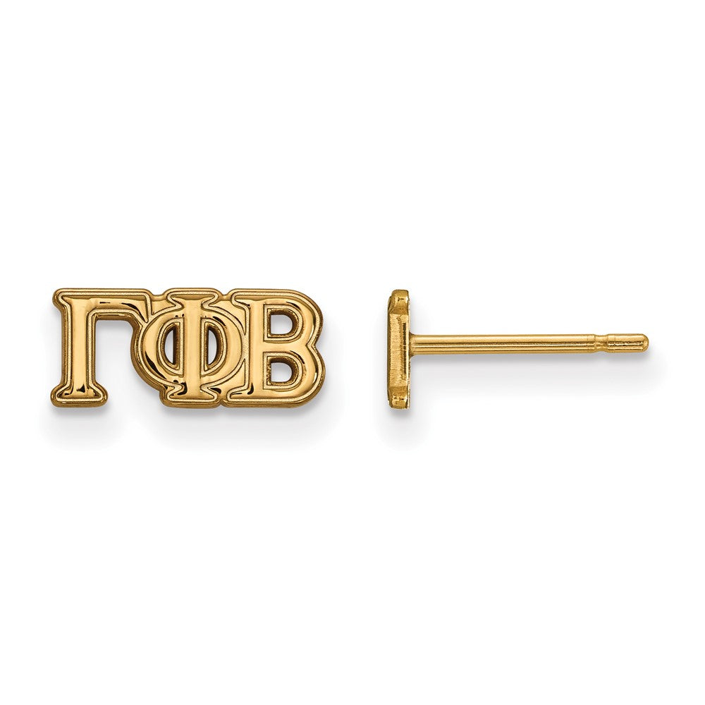 Sterling Silver Gold-plated LogoArt Gamma Phi Beta Sorority Greek Letters Extra Small Post Earrings