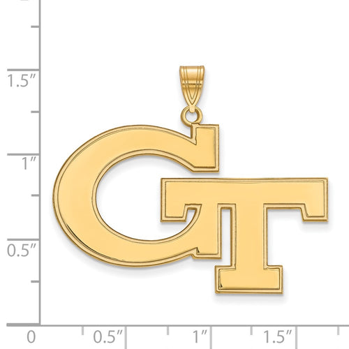 10k Gold LogoArt Georgia Institute of Technology G-T Extra Large Pendant