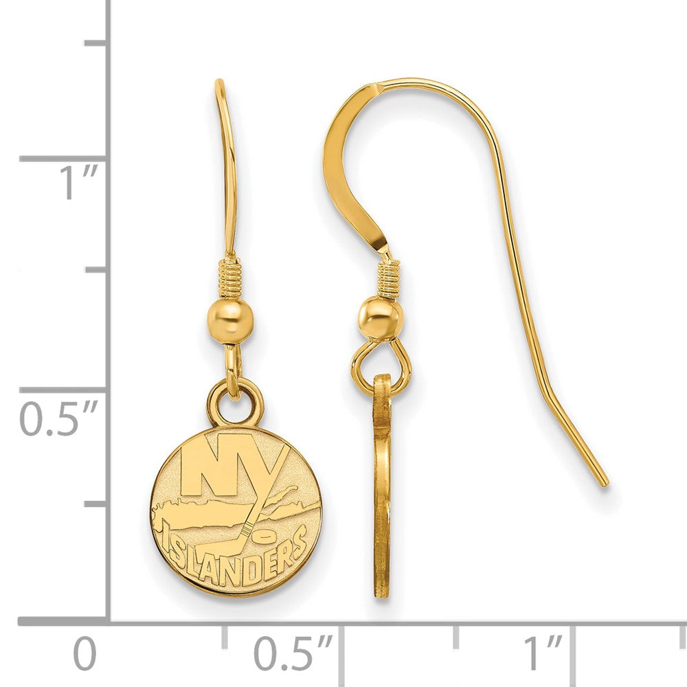 Sterling Silver Gold-plated NHL LogoArt New York Islanders Extra Small Dangle Wire Earrings