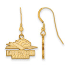 Sterling Silver Gold-plated LogoArt Longwood University Lancers Small Dangle Wire Earrings