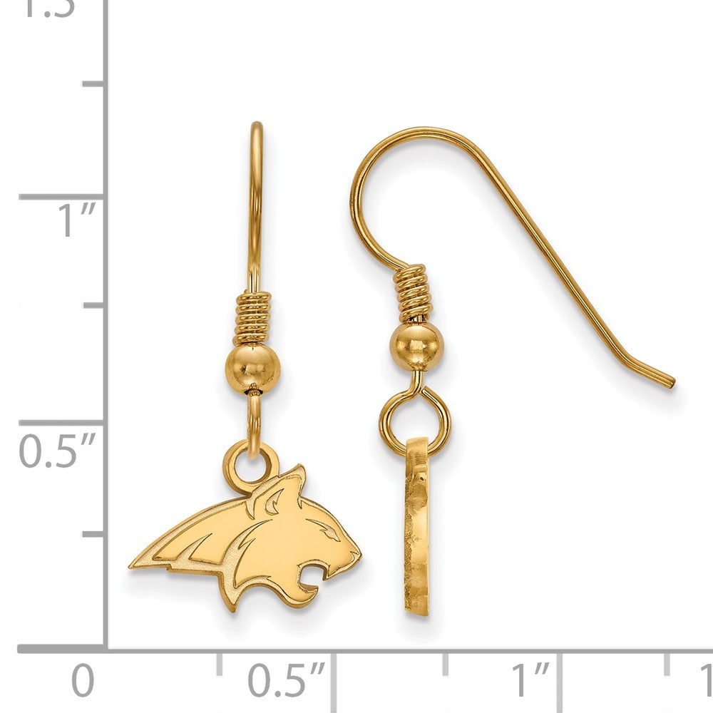 Sterling Silver Gold-plated LogoArt Montana State University Bobcat Extra Small Dangle Wire Earrings
