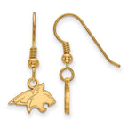 Sterling Silver Gold-plated LogoArt Montana State University Bobcat Extra Small Dangle Wire Earrings