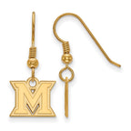 Sterling Silver Gold-plated LogoArt Miami University Ohio Letter M Extra Small Dangle Wire Earrings