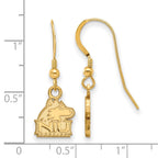 Sterling Silver Gold-plated LogoArt Northern Illinois University N-I-U Huskies Extra Small Dangle Wire Earrings