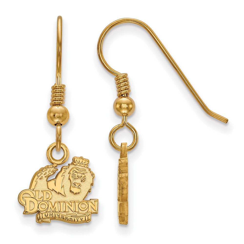 Sterling Silver Gold-plated LogoArt Old Dominion University Extra Small Dangle Wire Earrings
