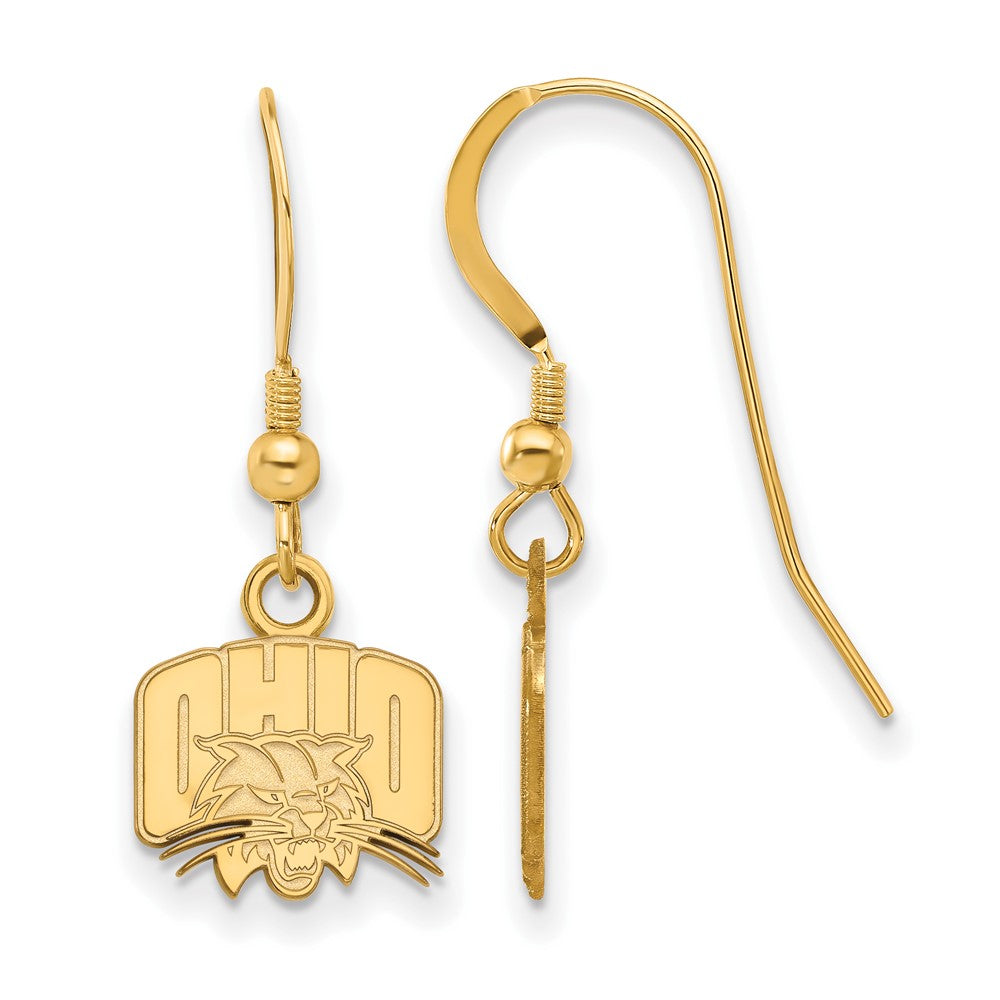 Sterling Silver Gold-plated LogoArt Ohio University Extra Small Dangle Wire Earrings