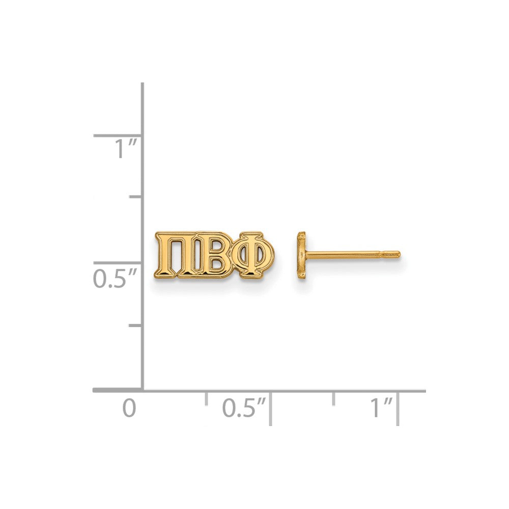 Sterling Silver Gold-plated LogoArt Pi Beta Phi Sorority Greek Letters Extra Small Post Earrings