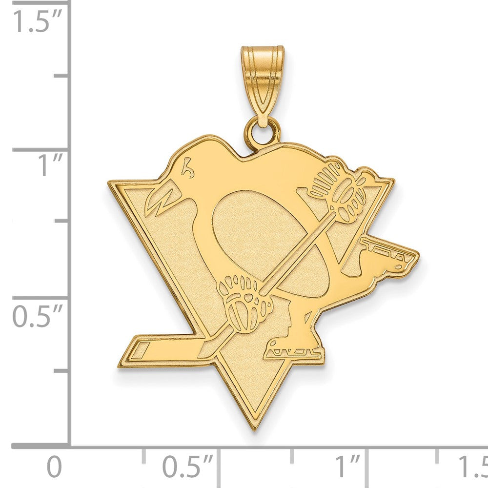 Sterling Silver Gold-plated NHL LogoArt Pittsburgh Penguins Extra Large Pendant