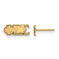 Sterling Silver Gold-plated LogoArt Phi Sigma Sigma Sorority Greek Letters Extra Small Post Earrings