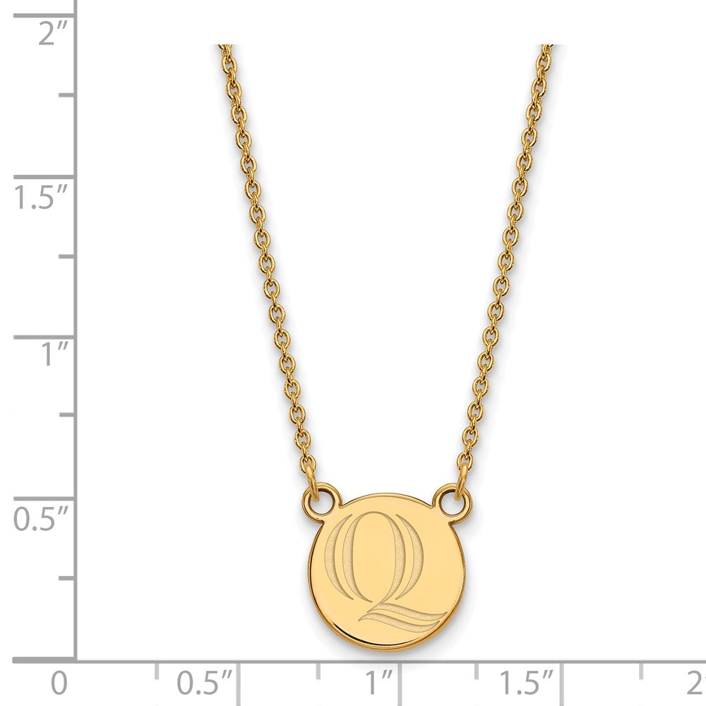 Sterling Silver Gold-plated LogoArt Quinnipiac University Letter Q Small Pendant 18 inch Necklace