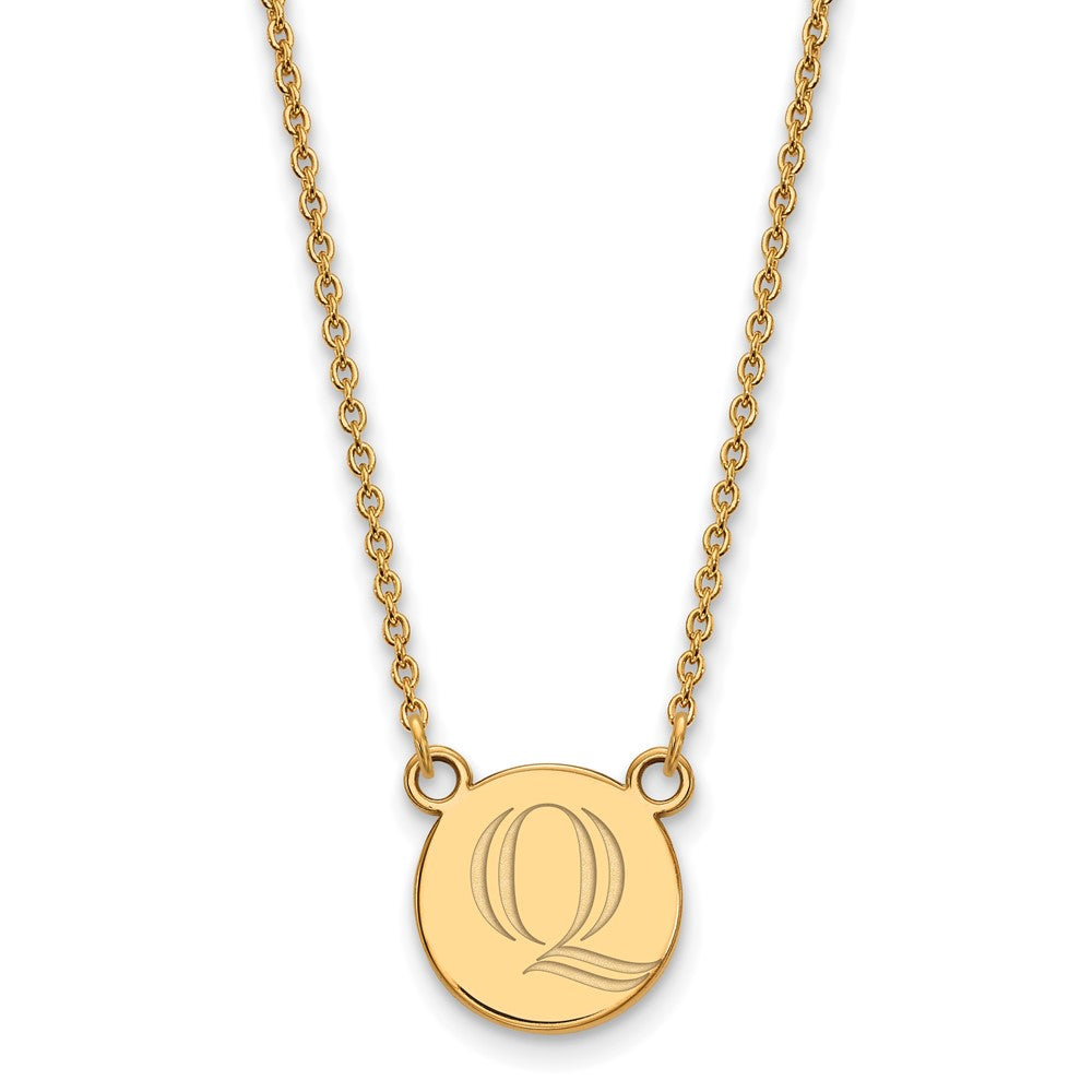 Sterling Silver Gold-plated LogoArt Quinnipiac University Letter Q Small Pendant 18 inch Necklace