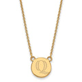 Sterling Silver Gold-plated LogoArt Quinnipiac University Letter Q Small Pendant 18 inch Necklace