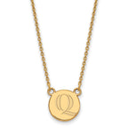 Sterling Silver Gold-plated LogoArt Quinnipiac University Letter Q Small Pendant 18 inch Necklace