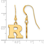Sterling Silver Gold-plated LogoArt Rutgers University Letter R Small Dangle Wire Earrings