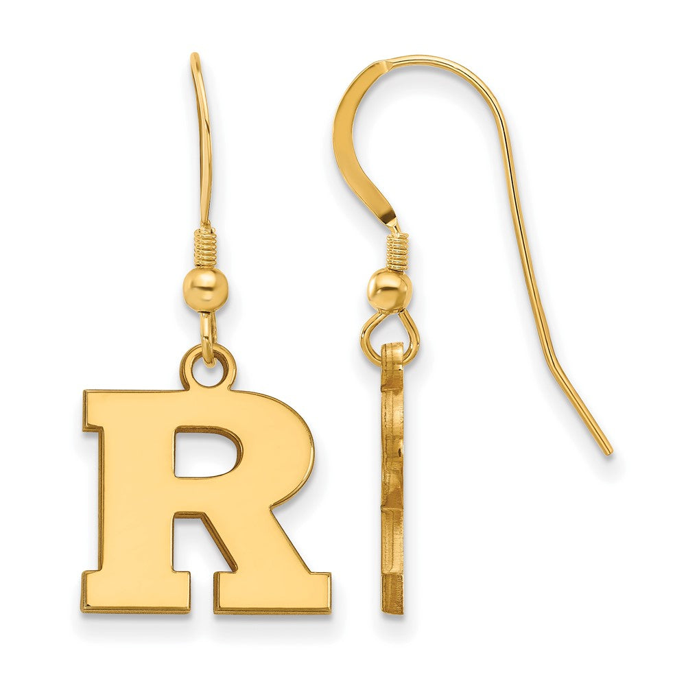 Sterling Silver Gold-plated LogoArt Rutgers University Letter R Small Dangle Wire Earrings