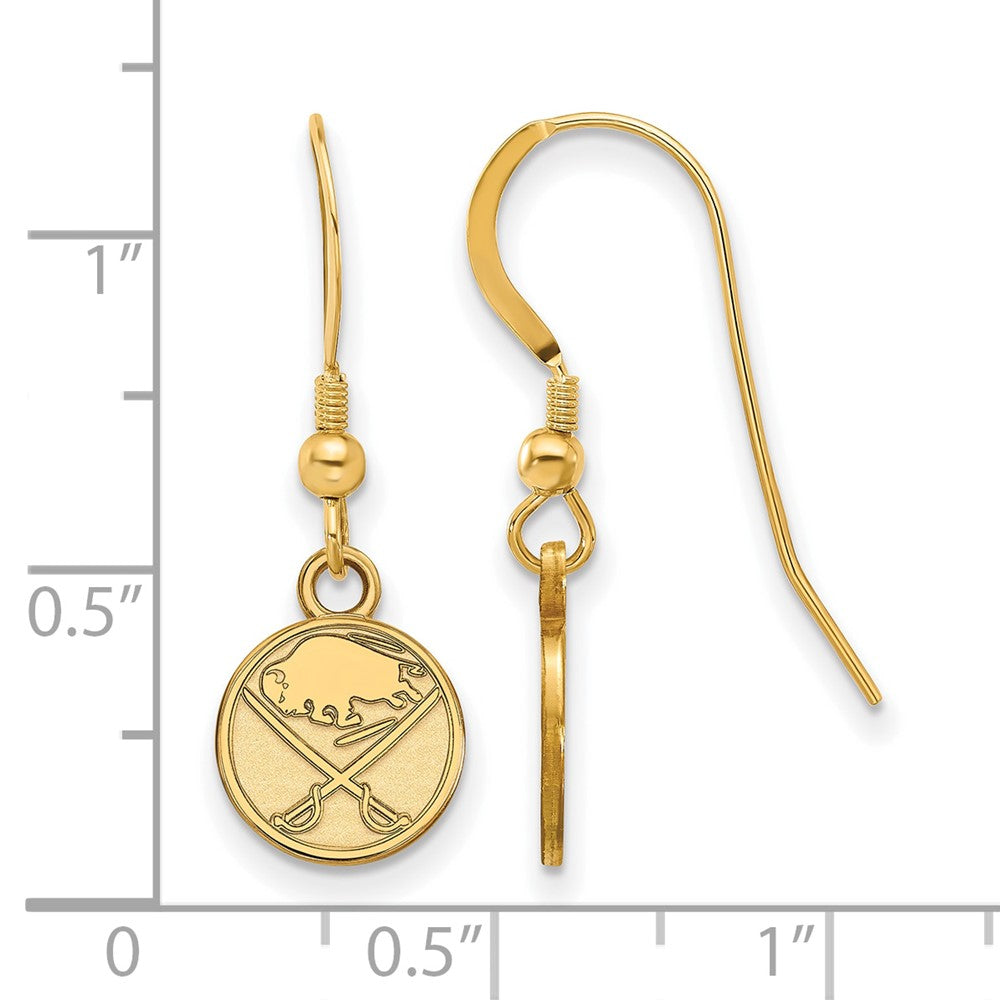 Sterling Silver Gold-plated NHL LogoArt Buffalo Sabres Extra Small Dangle Earrings