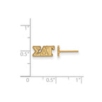 Sterling Silver Gold-plated LogoArt Sigma Delta Tau Sorority Greek Letters Extra Small Post Earrings
