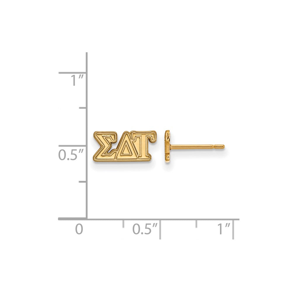 Sterling Silver Gold-plated LogoArt Sigma Delta Tau Sorority Greek Letters Extra Small Post Earrings