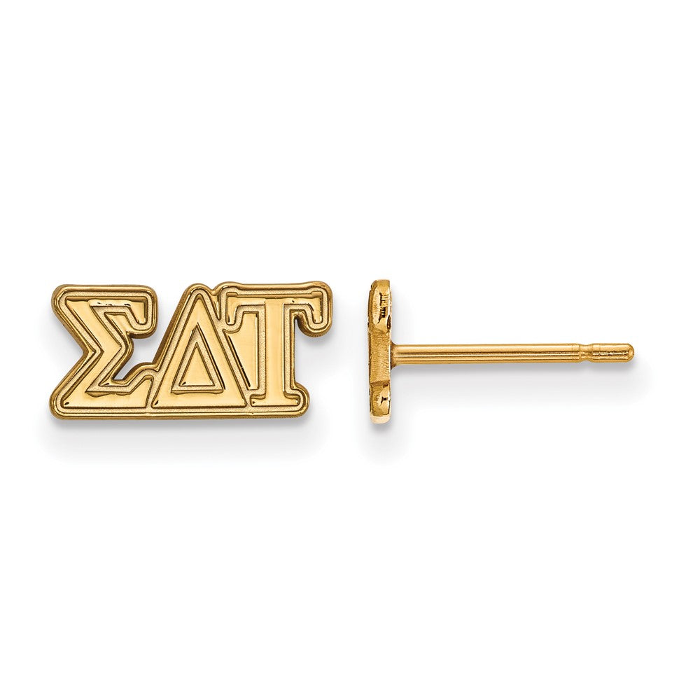 Sterling Silver Gold-plated LogoArt Sigma Delta Tau Sorority Greek Letters Extra Small Post Earrings